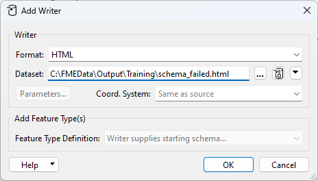 HTML Writer parameters
